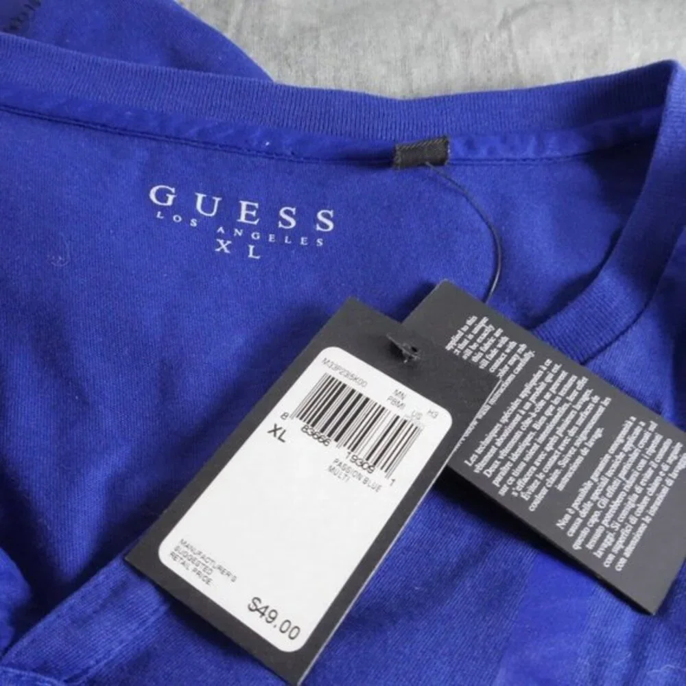NWT Guess M33P2315K00 Passion Blue Graphic Tee T-Shirt Men's Size XL‎ new ANB - Picture 2 of 4